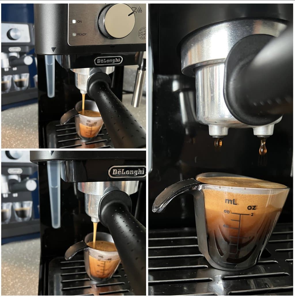 brewing espresso with DeLonghi Stilosa espresso machine