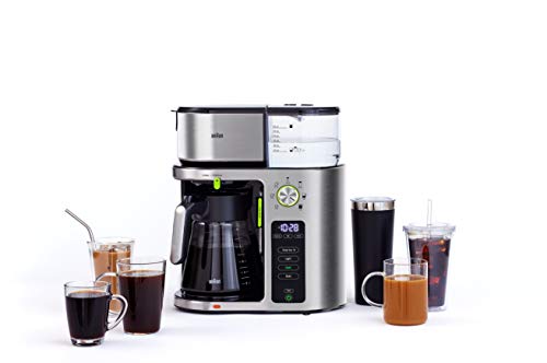 Braun MultiServe Coffee Machine 7 Programmable Brew Sizes / 3 Strengths + Iced Coffee, Glass Carafe (10-Cup), Stainless Steel, KF9070S