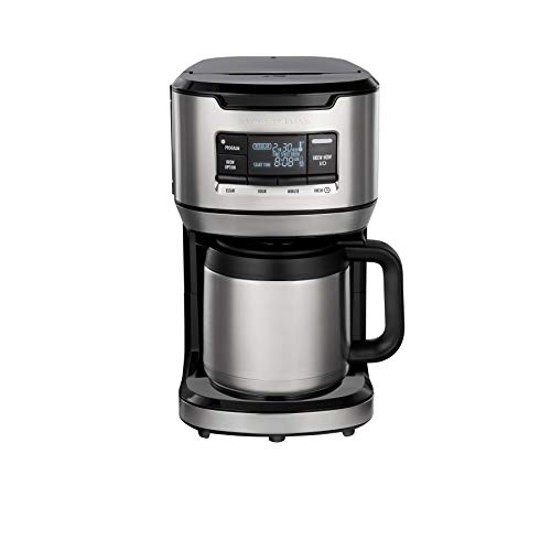 Hamilton Beach 12 Cup Programmable Front-Fill Drip Coffee Maker with Thermal Carafe, Auto Shutoff, 3 Brew Options, Black and Stainless Steel (46391)