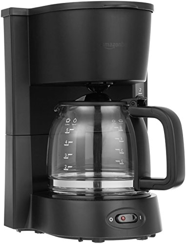 Amazon Basics 5-Cup Drip Coffeemaker with Glass Carafe and Reusable Filter, Black