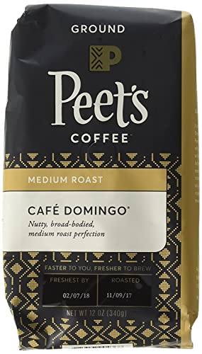 Peet's Coffee Café Domingo, Medium Roast Ground Coffee, 12 Ounce Bags (Pack of 2) Smoothly Sweet, Balanced, & Bright Medium Roast Blend of Latin American Coffees, with A Crisp, Clean Finish