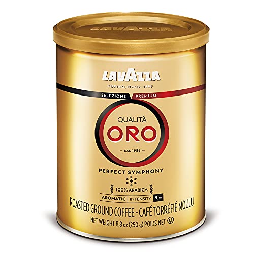 Lavazza Qualita Oro Ground Coffee Blend, Medium Roast, Authentic Italian, Blended And Roasted in Italy, Non GMO, A Full bodied with sweet, aromatic flavor, 8.8 Oz (Pack of 4)