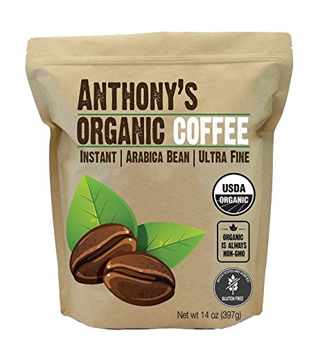 Anthony's Organic Instant Coffee,14oz, Ultra Fine Microground, Gluten Free, Arabica, Non GMO