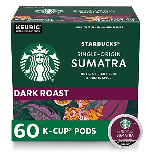 Starbucks K-Cup Coffee Pods—Dark Roast Coffee—Sumatra for Keurig Brewers—100% Arabica—6 boxes (60 pods total)