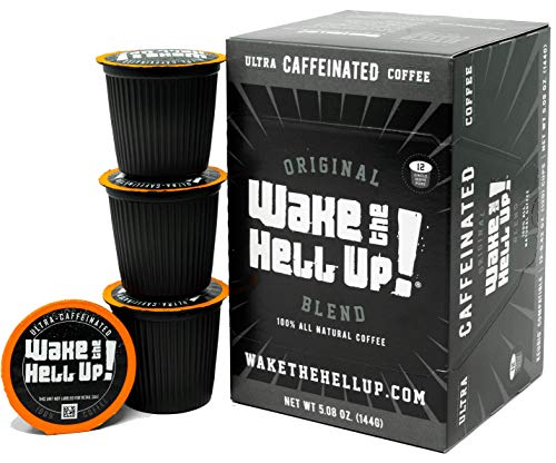 Wake The Hell Up! Dark Roast Single Serve Coffee Pods | Ultra-Caffeinated Coffee For K-Cup Compatible Brewers | 12 Count, 2.0 Compatible