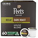 Peet's Coffee, Dark Roast Decaffeinated Coffee K-Cup Pods for Keurig Brewers - Decaf House Blend , 10 count (Pack of 6)