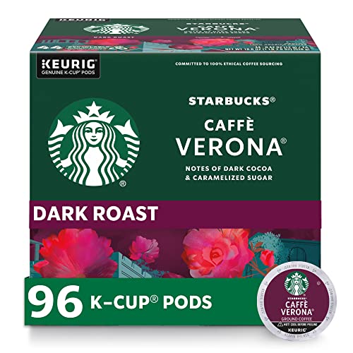 Starbucks K-Cup Coffee Pods—Dark Roast Coffee—Caffè Verona for Keurig Brewers—100% Arabica—4 boxes (96 pods total)