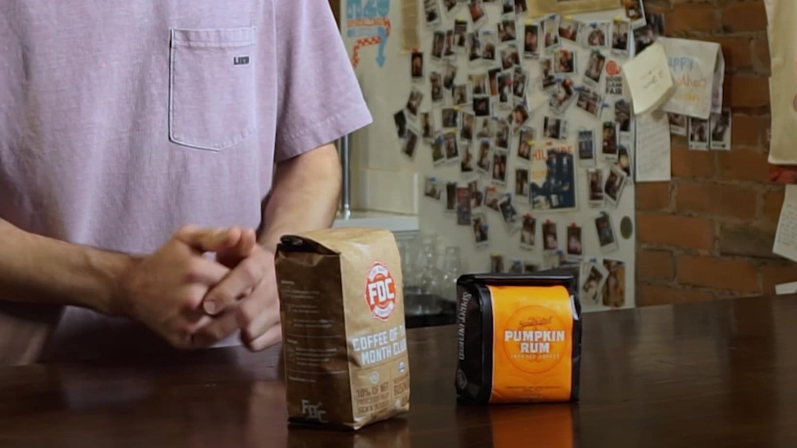 two Fire Dept. Coffee packs on the wooden table