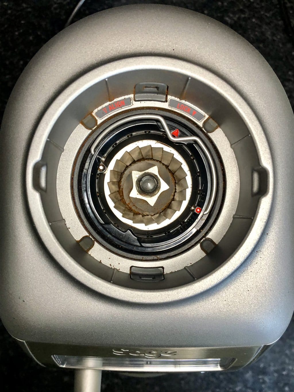 breville Smart Grinder Pro Mechanism under the bean hopper